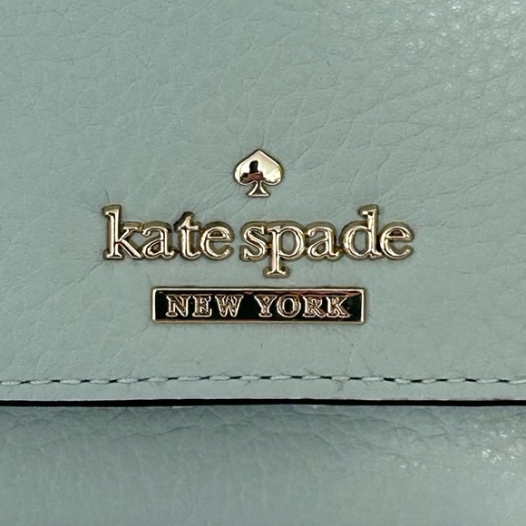 Kate Spade Jackson St Jada Pebbled Leather Trifold Wallet Light Blue/Green - Picture 3 of 9